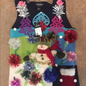 Woman’s ugly Christmas sweater snowman